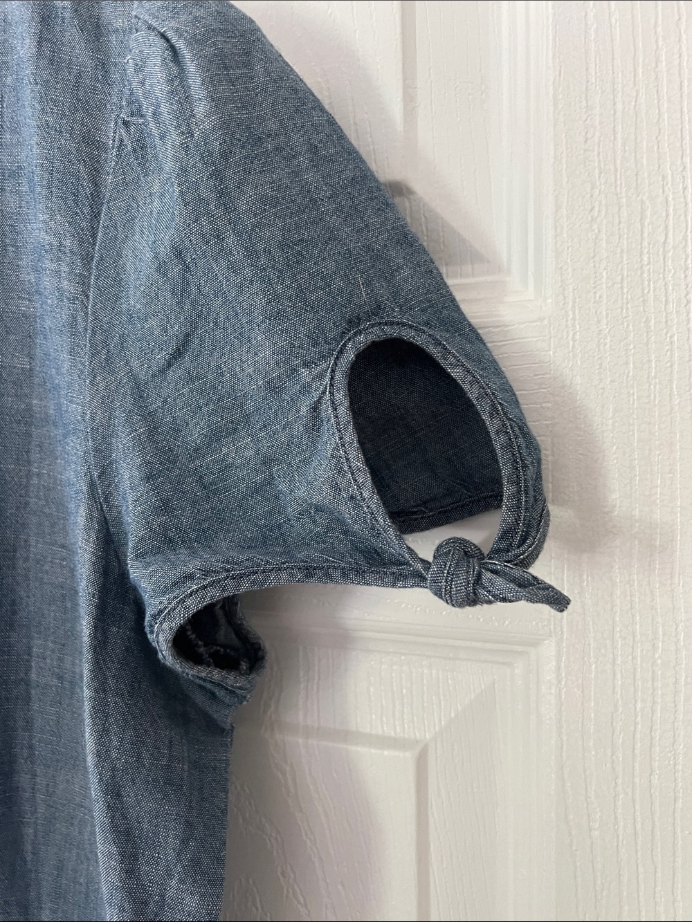 J. Crew Chambray Blue V-Neck Short Sleeve Dress - Picture 3 of 5